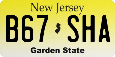 NJ license plate B67SHA