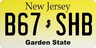 NJ license plate B67SHB