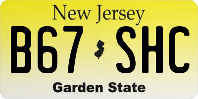 NJ license plate B67SHC
