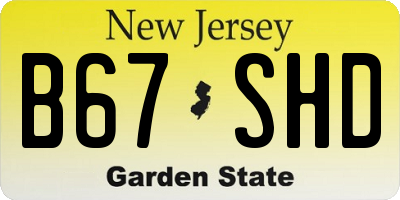 NJ license plate B67SHD