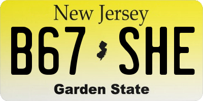 NJ license plate B67SHE