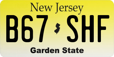 NJ license plate B67SHF