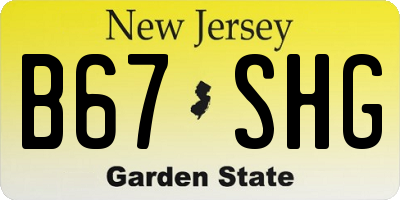NJ license plate B67SHG