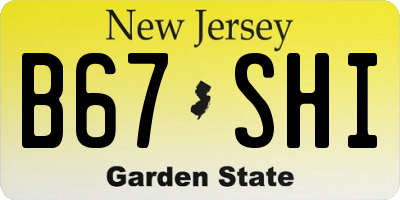 NJ license plate B67SHI