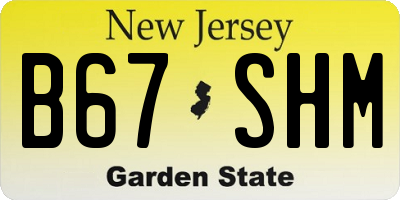 NJ license plate B67SHM