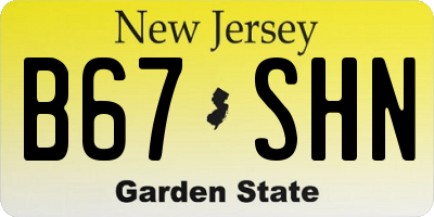 NJ license plate B67SHN