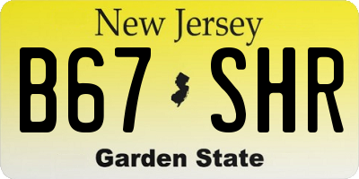 NJ license plate B67SHR
