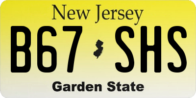 NJ license plate B67SHS