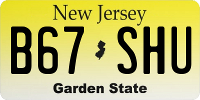 NJ license plate B67SHU
