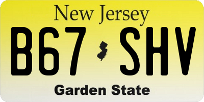 NJ license plate B67SHV