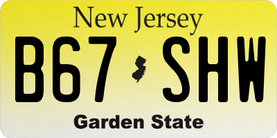 NJ license plate B67SHW