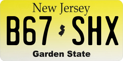 NJ license plate B67SHX