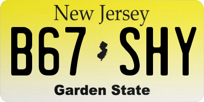 NJ license plate B67SHY