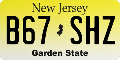 NJ license plate B67SHZ