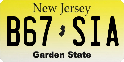 NJ license plate B67SIA