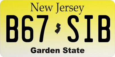 NJ license plate B67SIB