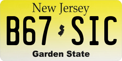 NJ license plate B67SIC