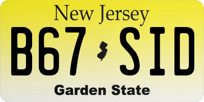 NJ license plate B67SID