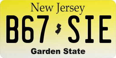 NJ license plate B67SIE