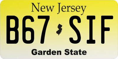 NJ license plate B67SIF