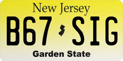 NJ license plate B67SIG