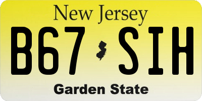 NJ license plate B67SIH