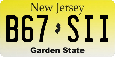 NJ license plate B67SII