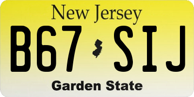NJ license plate B67SIJ