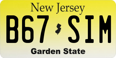 NJ license plate B67SIM