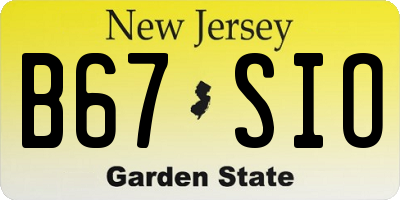 NJ license plate B67SIO
