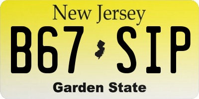 NJ license plate B67SIP