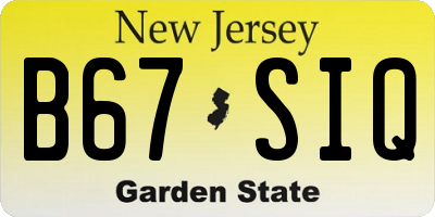 NJ license plate B67SIQ