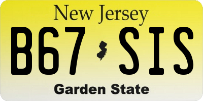 NJ license plate B67SIS