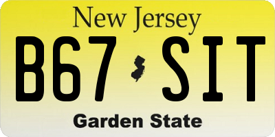 NJ license plate B67SIT