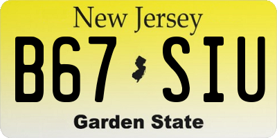 NJ license plate B67SIU