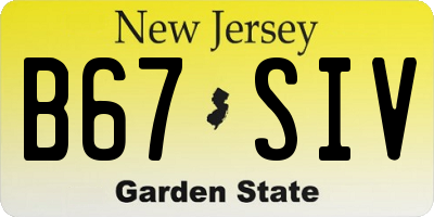 NJ license plate B67SIV