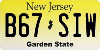 NJ license plate B67SIW