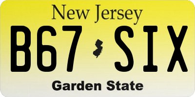 NJ license plate B67SIX