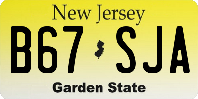 NJ license plate B67SJA