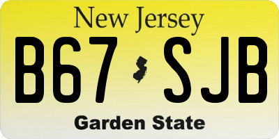 NJ license plate B67SJB