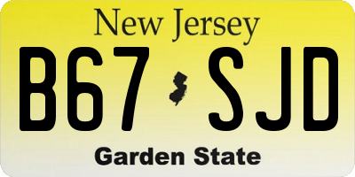 NJ license plate B67SJD