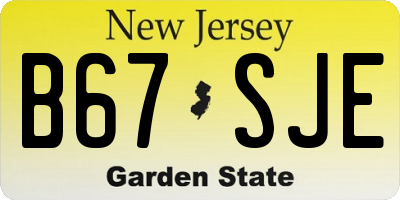 NJ license plate B67SJE