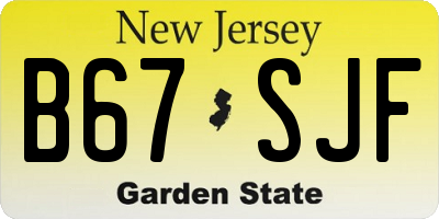 NJ license plate B67SJF