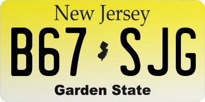 NJ license plate B67SJG
