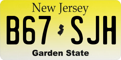 NJ license plate B67SJH