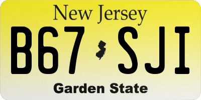 NJ license plate B67SJI
