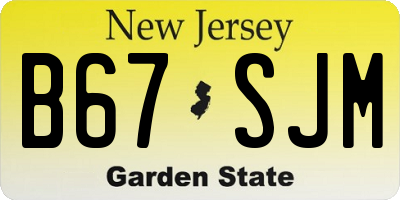 NJ license plate B67SJM