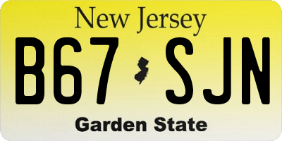 NJ license plate B67SJN