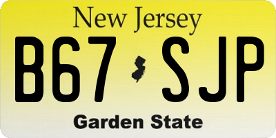 NJ license plate B67SJP