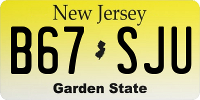 NJ license plate B67SJU